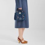 FENDI Peekaboo Mini Blue flocked denim bag with Night Butterfly embroidery - Image 6